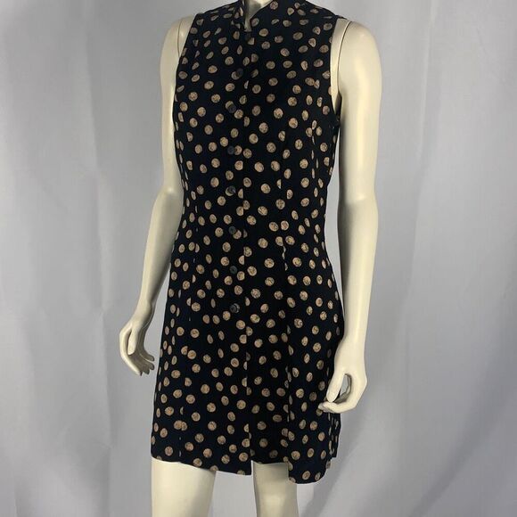NWT Vintage 90’s Black Moon Print Rayon Sleeveless Mini Dress Size 12 - Picture 1 of 15